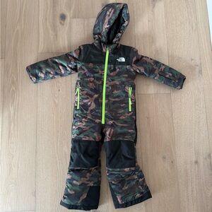 The North Face Green and Black Camouflage Snowsuit
